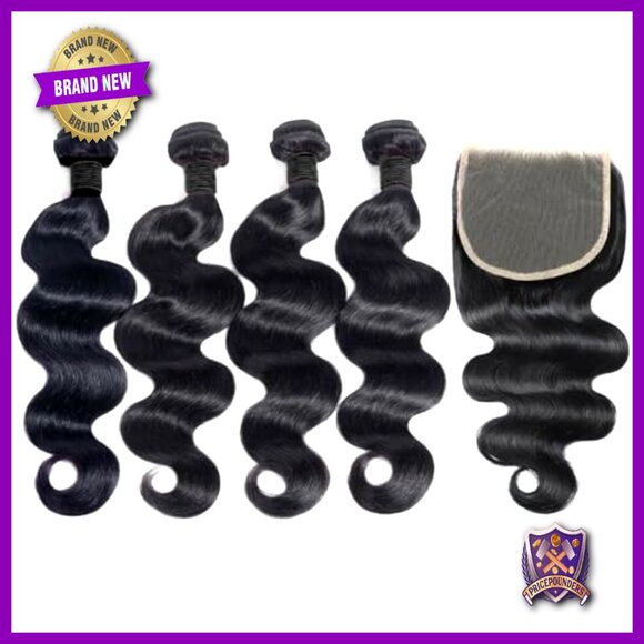Brazilian Virgin Human Hair Bundles with 5x5 Lace Closure Body Wave main image 5